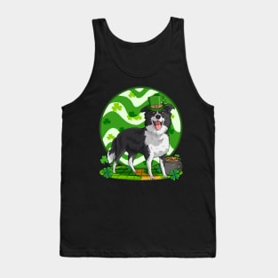 Border Collie Dog St Patricks Day Leprechaun Tank Top